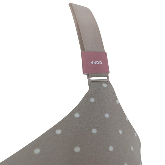 Cacique Lane Bryant 44DD Bra Taupe Polka Dot Balconette Backsmoother Support - Picture 4 of 9